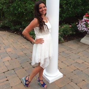 M Summer White High Low Dress